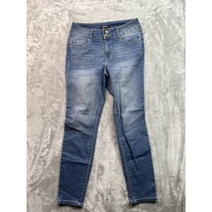 D. Jeans Womens Sz 8P Blue‎ Jeans Skinny Stretch Whiskered Mid Rise Faded Denim